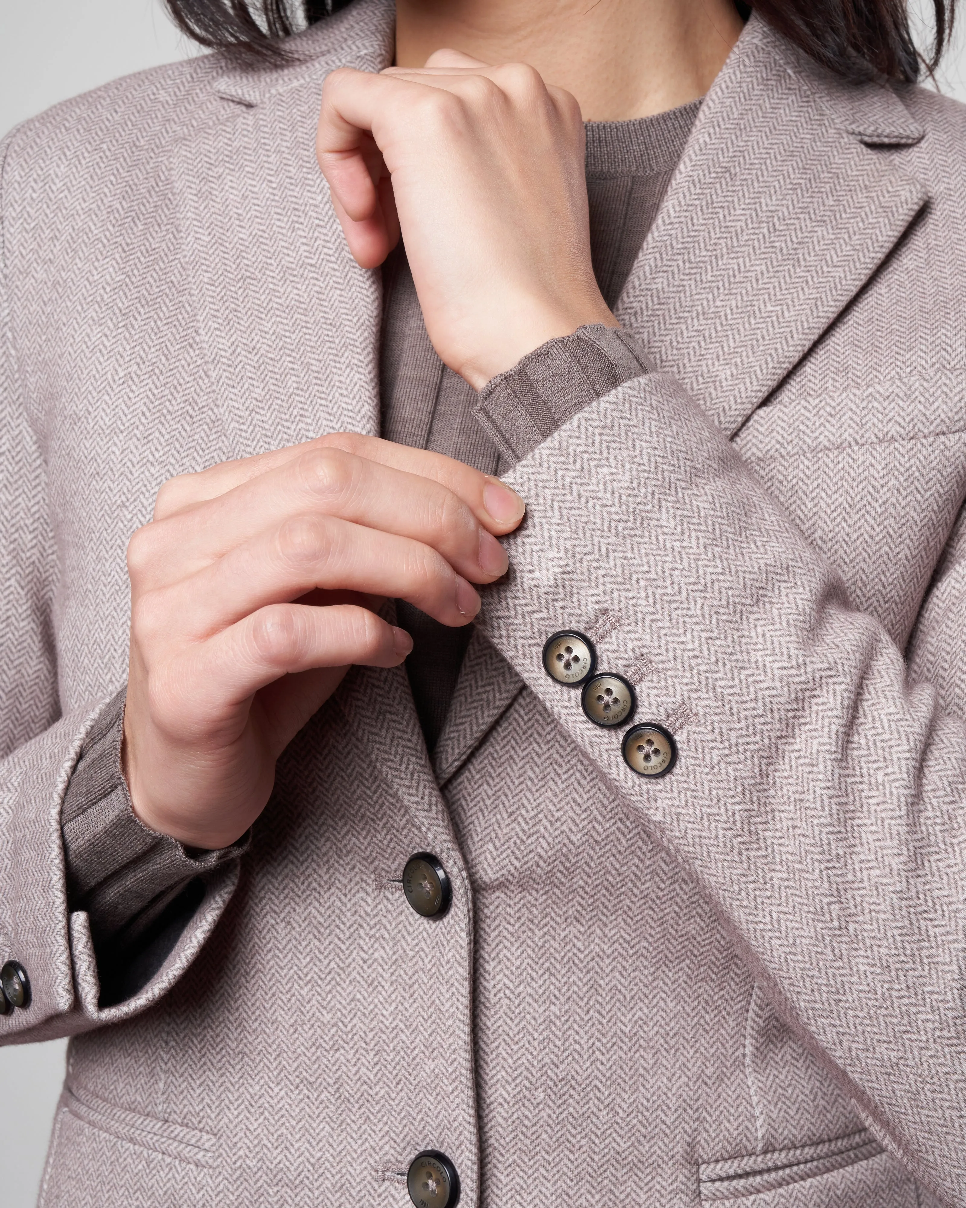 slim long herringbone jacket - agnello