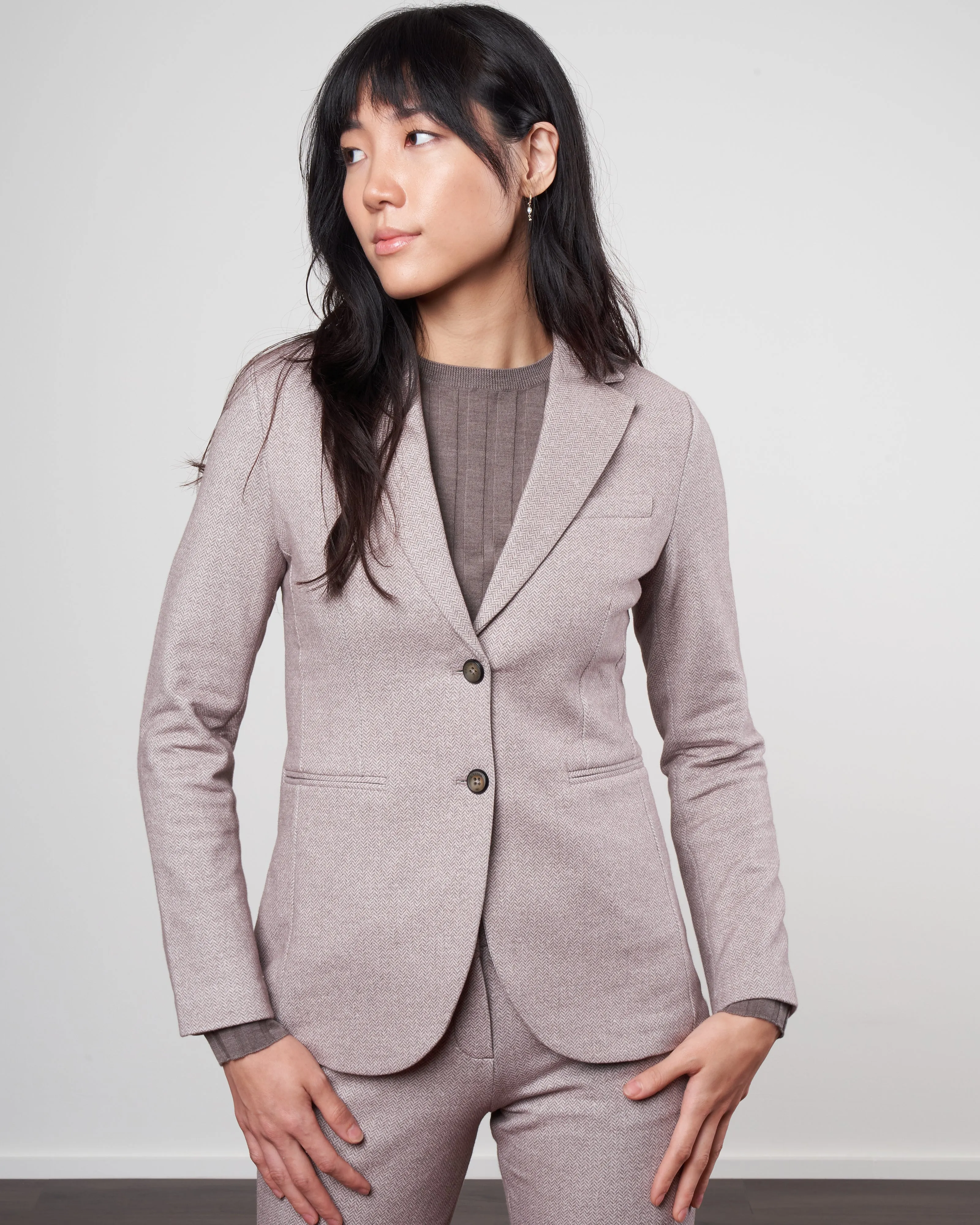 slim long herringbone jacket - agnello