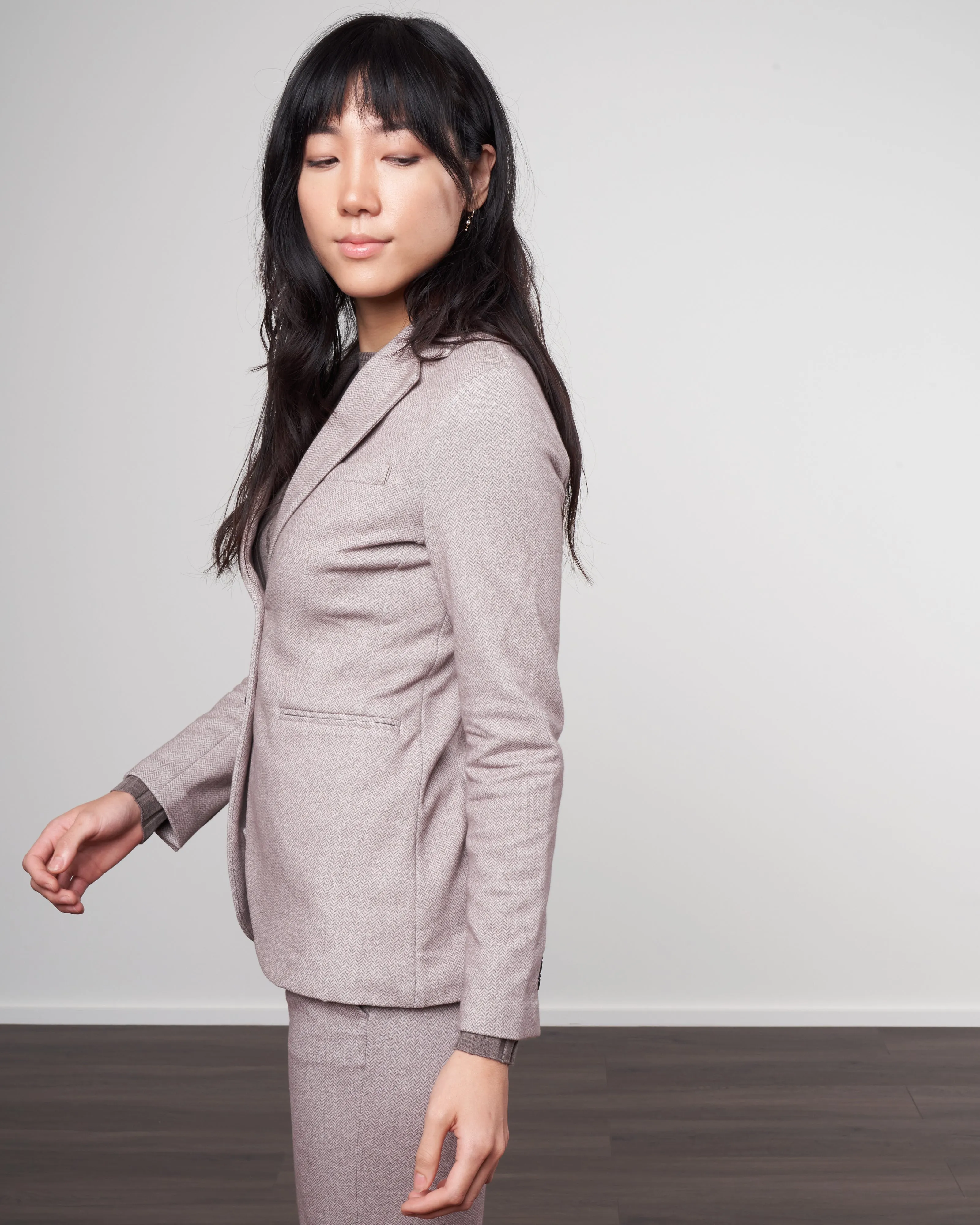 slim long herringbone jacket - agnello