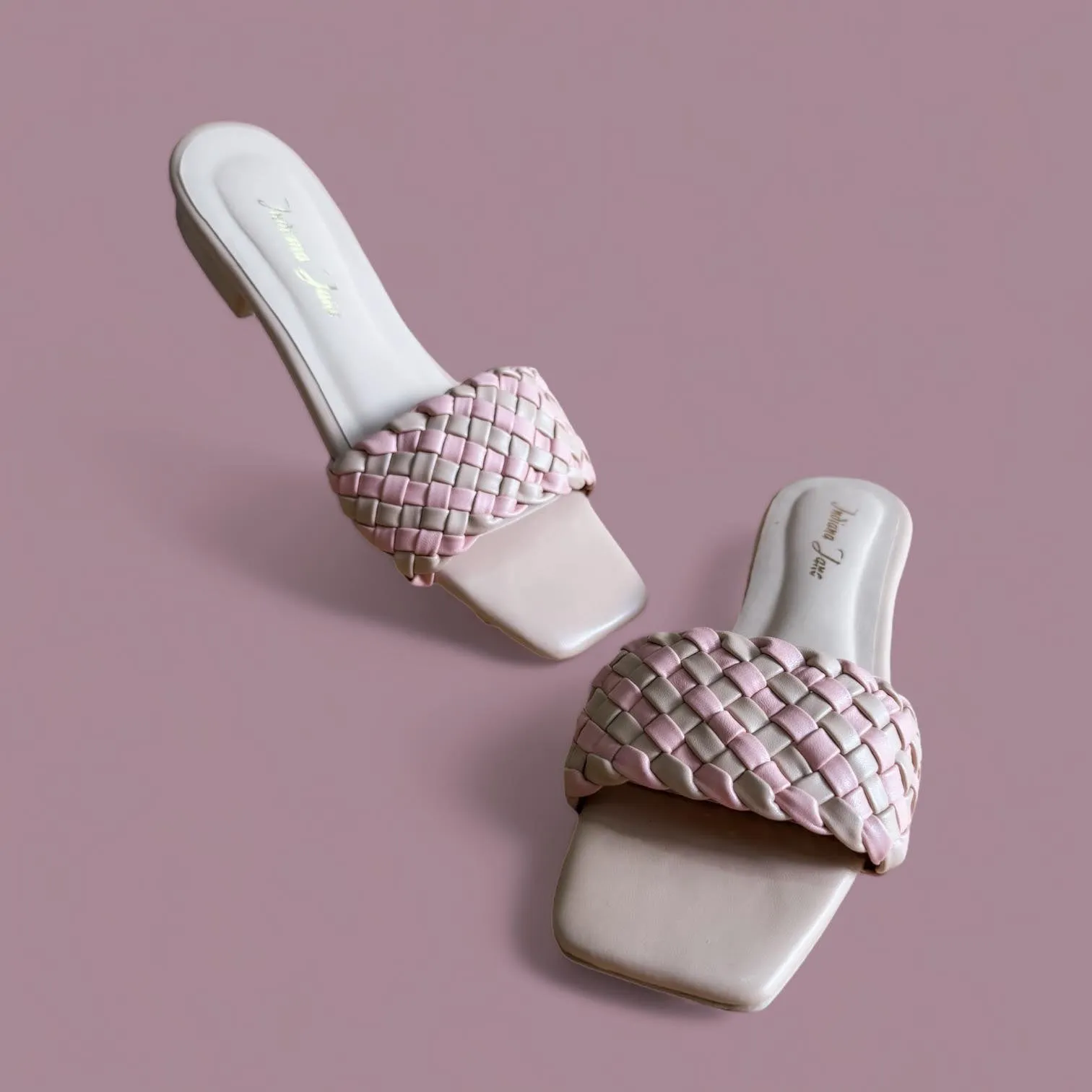 SPHYNX Two Tone Braided 1" Heels Slip Ons