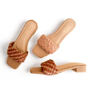 SPHYNX Two Tone Braided 1" Heels Slip Ons