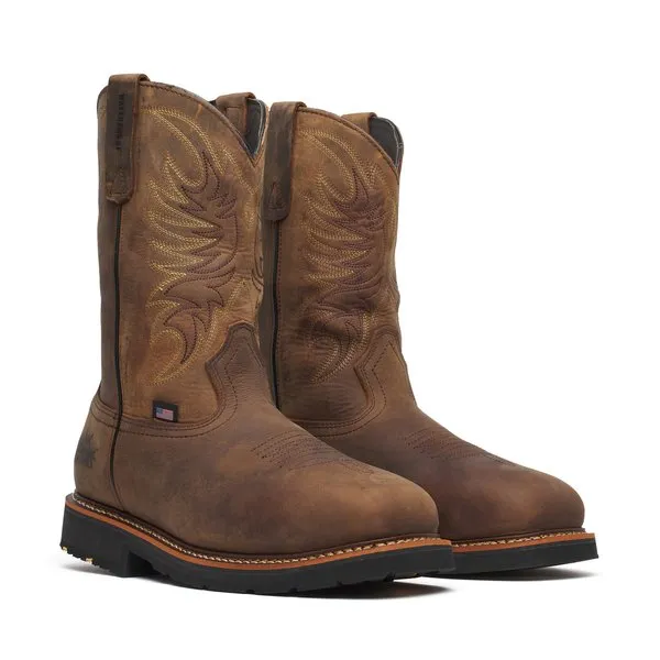 Thorogood Men's 11" Crazy Horse Square Toe Waterproof Wellington Western Work Boot