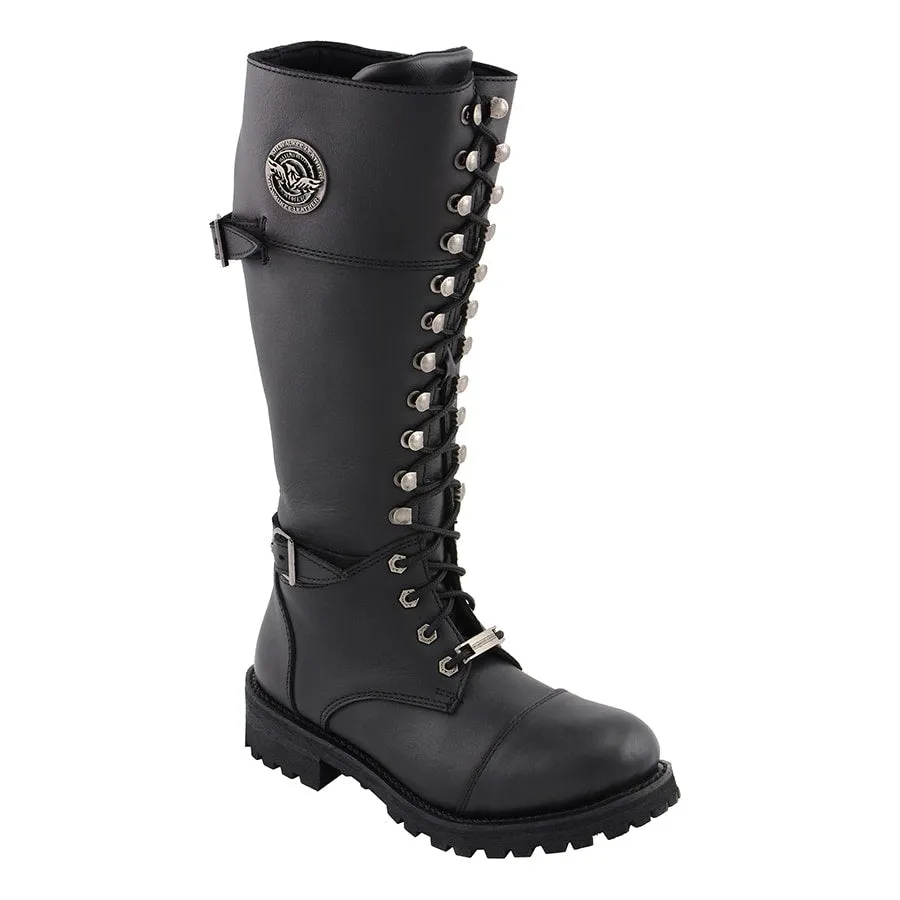 Women’s 16” Lace Front Cap Toe Riding Boot W/ Side Zipper Entry