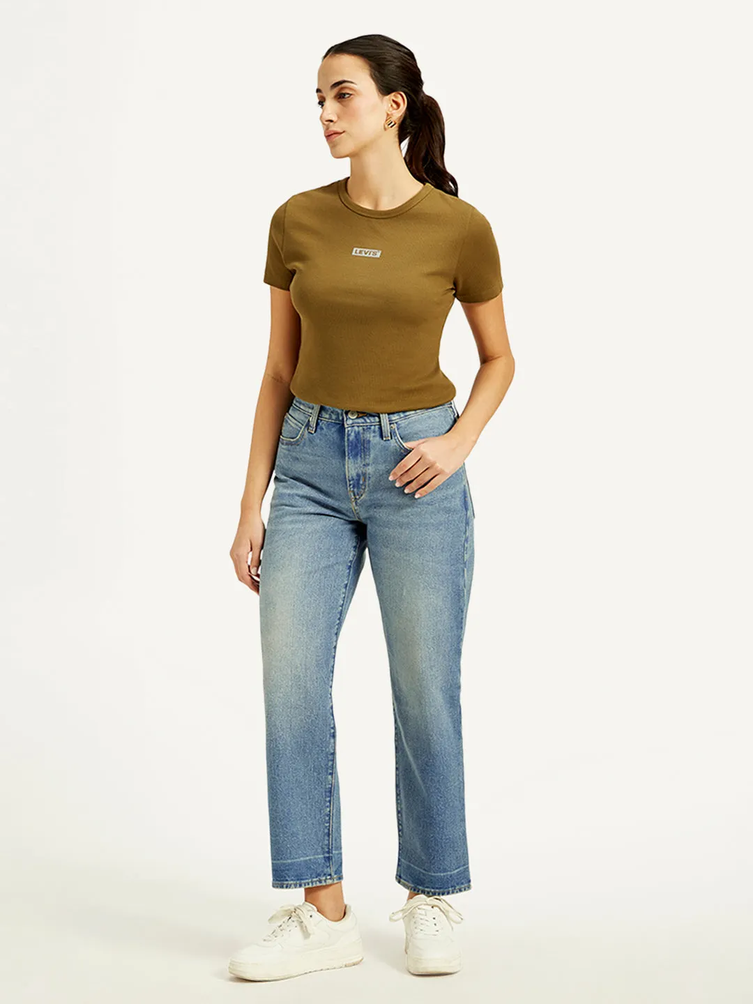Women's Mid Rise 94 Baggy Fit Blue Jeans