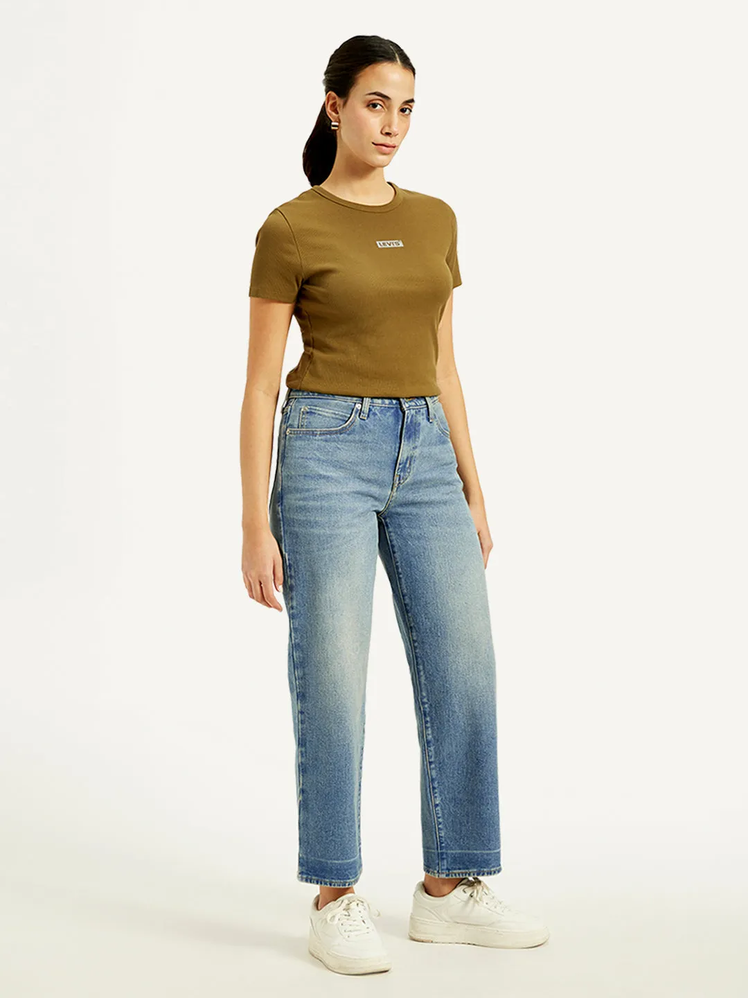 Women's Mid Rise 94 Baggy Fit Blue Jeans
