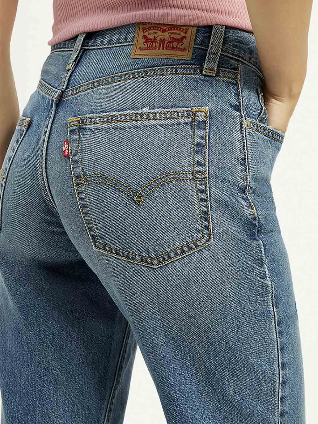 Women's Mid Rise Loose Fit Blue Jeans