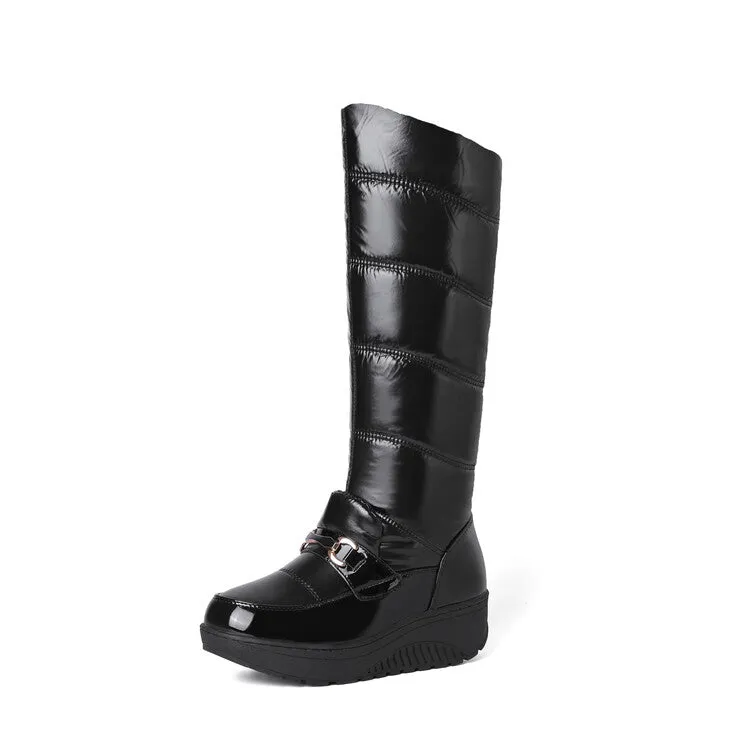 Women's Plush Waterproof Platform Wedge Knee High Snow Boots